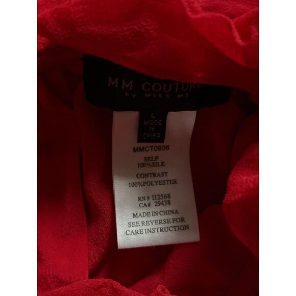MM Couture by Miss Me Womens Halter Top L Red Ruffled 100% Silk Body Chic Party - Picture 3 of 6